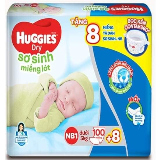 Miếng lót sơ sinh nb1 huggies 100 miếng tặng 8 giá siêu hot