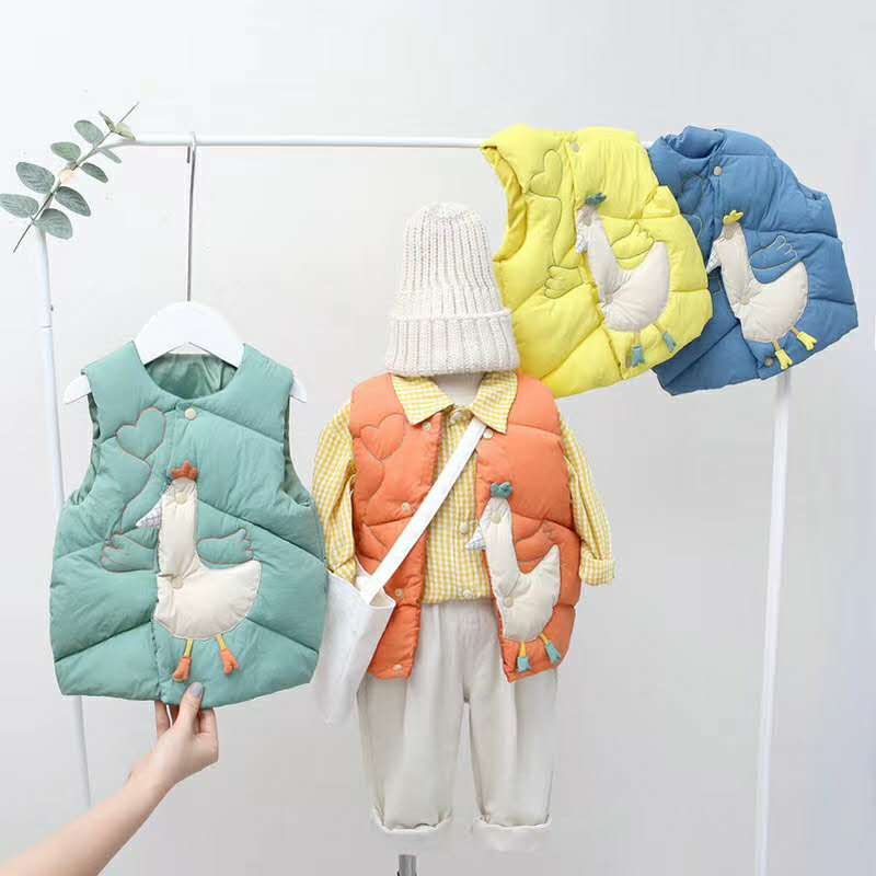 Áo khoác cho bé, Áo phao gile gà nhím siêu nhẹ cổ tròn quảng châu cho bé 8-25kg