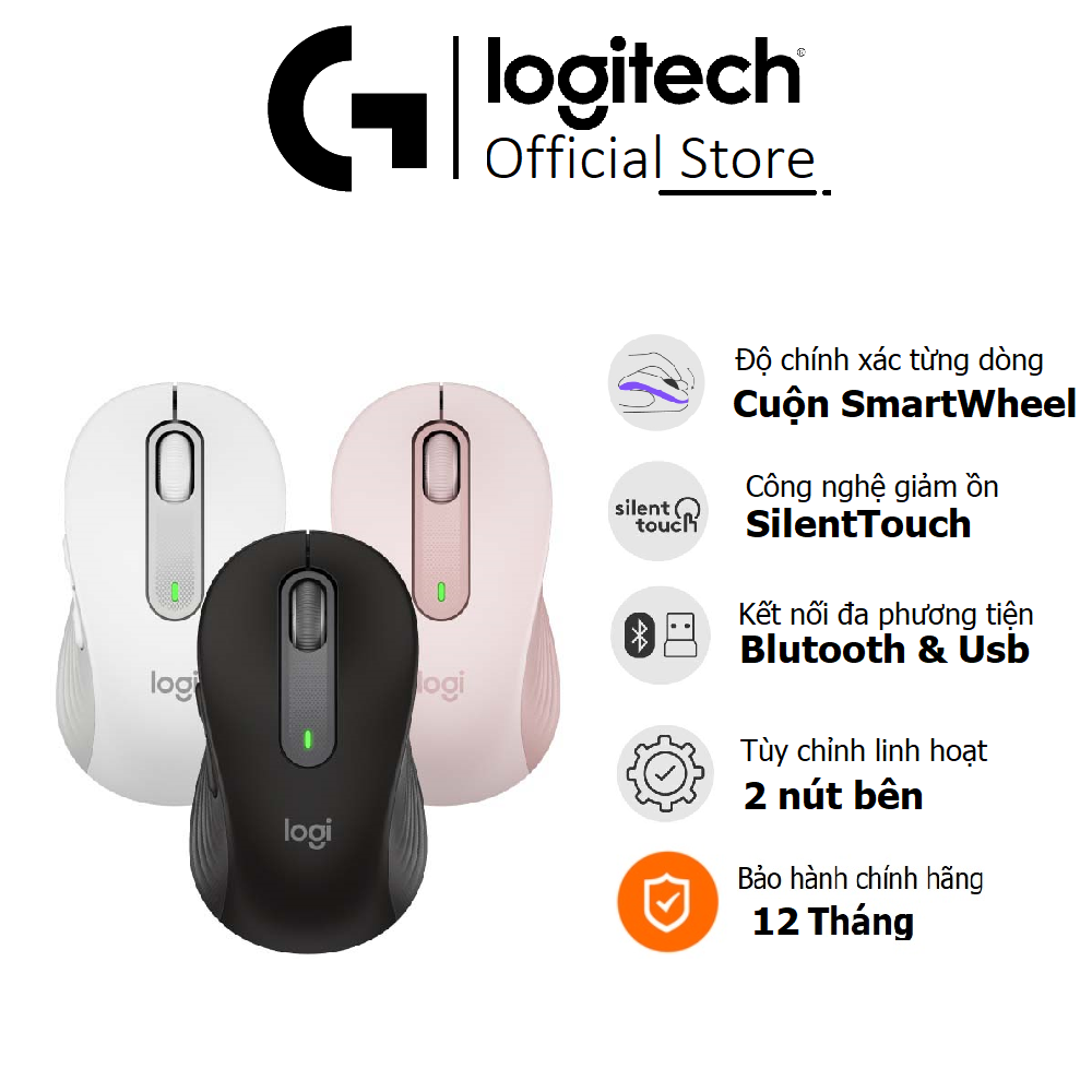 Chuột logitech m650 business / m650 / m650l kết nối không dây bluetooth silenttouch cuộn smartwheel