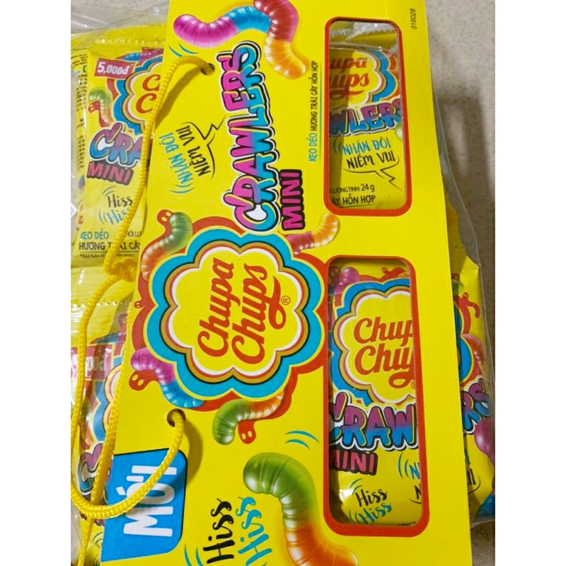 16 gói kẹo dẻo chip chip Chupachups hình con Sâu NEW