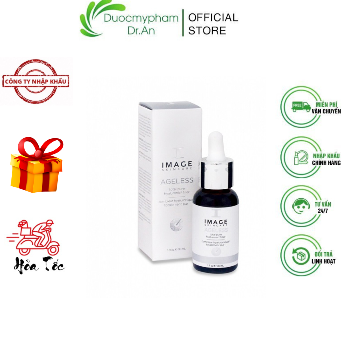 HÀNG NHẬP KHẨU - Tinh Chất Làm Đầy Và Căng Da 6 Loại Hyaluronic Image Skincare AGELESS Total Pure Hyaluronic Filler 6 - DuocmyphamDrAn