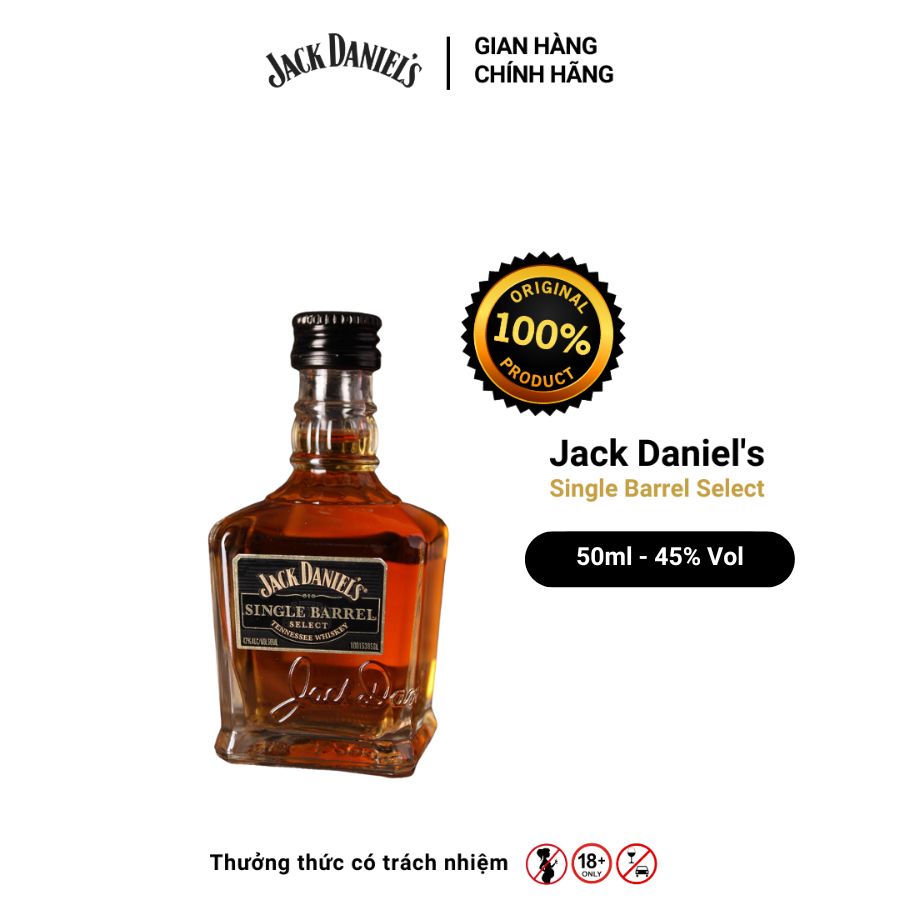Rượu Whiskey Jack Daniel's Single Barrel Select Nồng Độ Alc 45% 50ml