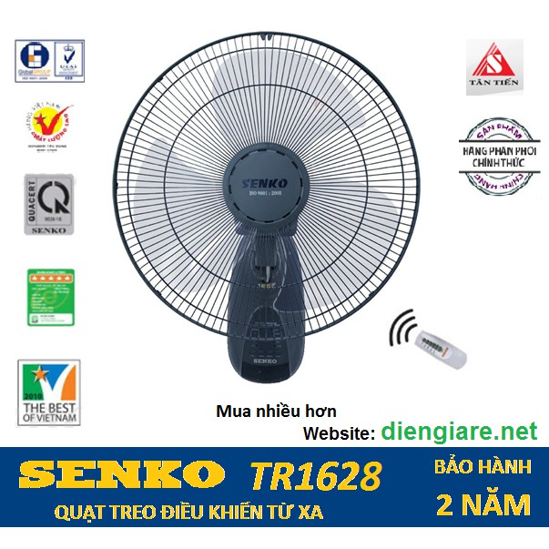 Quạt treo tường senko tr 1683 - 1628,quạt tiện ích có remote giá rẻ,quạt treo tường senko tr1628 vận hành với 3 tốc độ gió, có khả năng chuyển hướng điện, mang lại giá trị sử dụng lâu dài và bền bỉ cho người sử dụng.