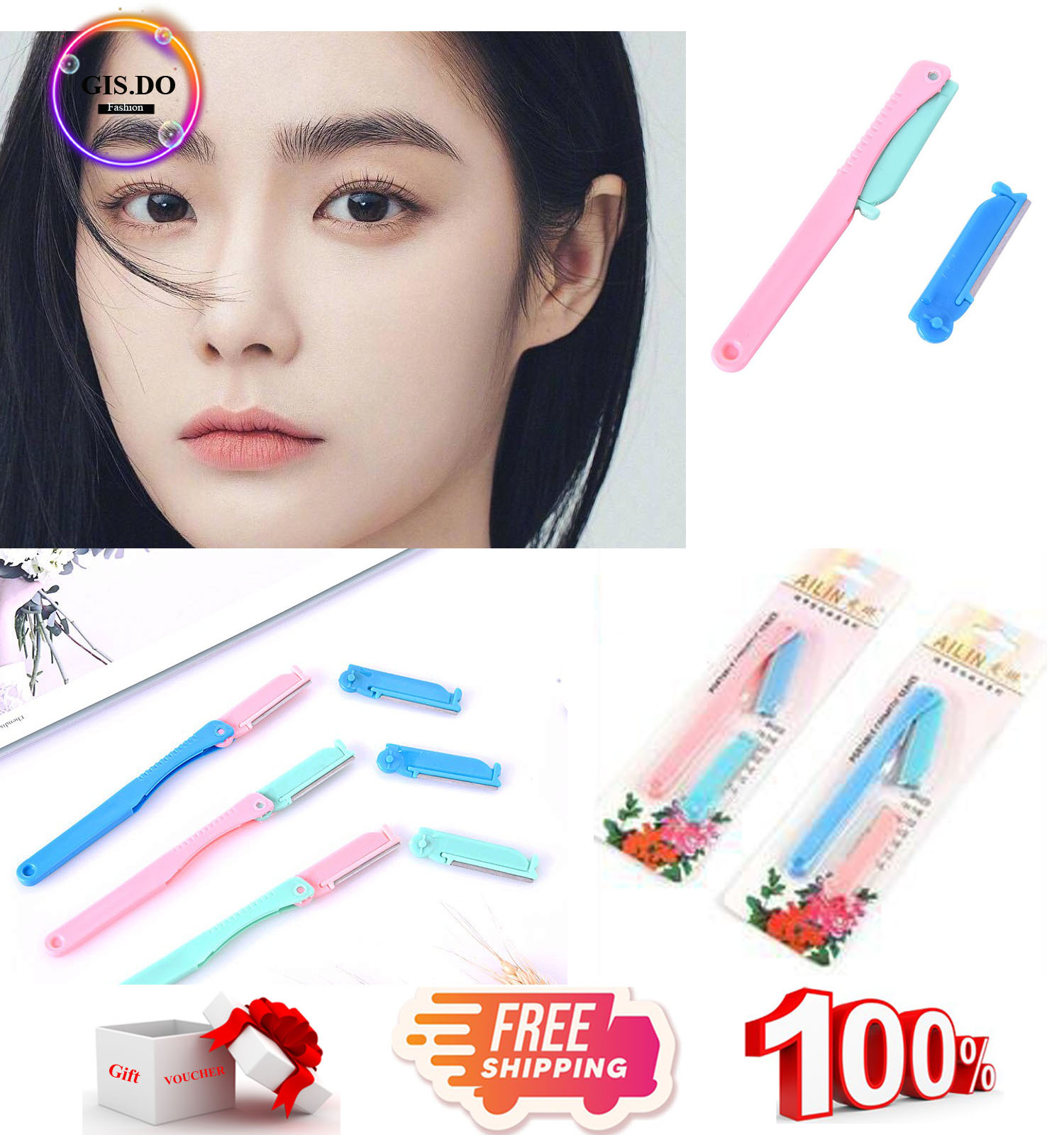 Dao Cạo Tạo Dáng Lông Mày, Tỉa Lông Mày Tóc Mái, Mặt, Lông Nách Cho Nữ 2 Lưỡi Thay Được Lưỡi Kai Cao Cấp