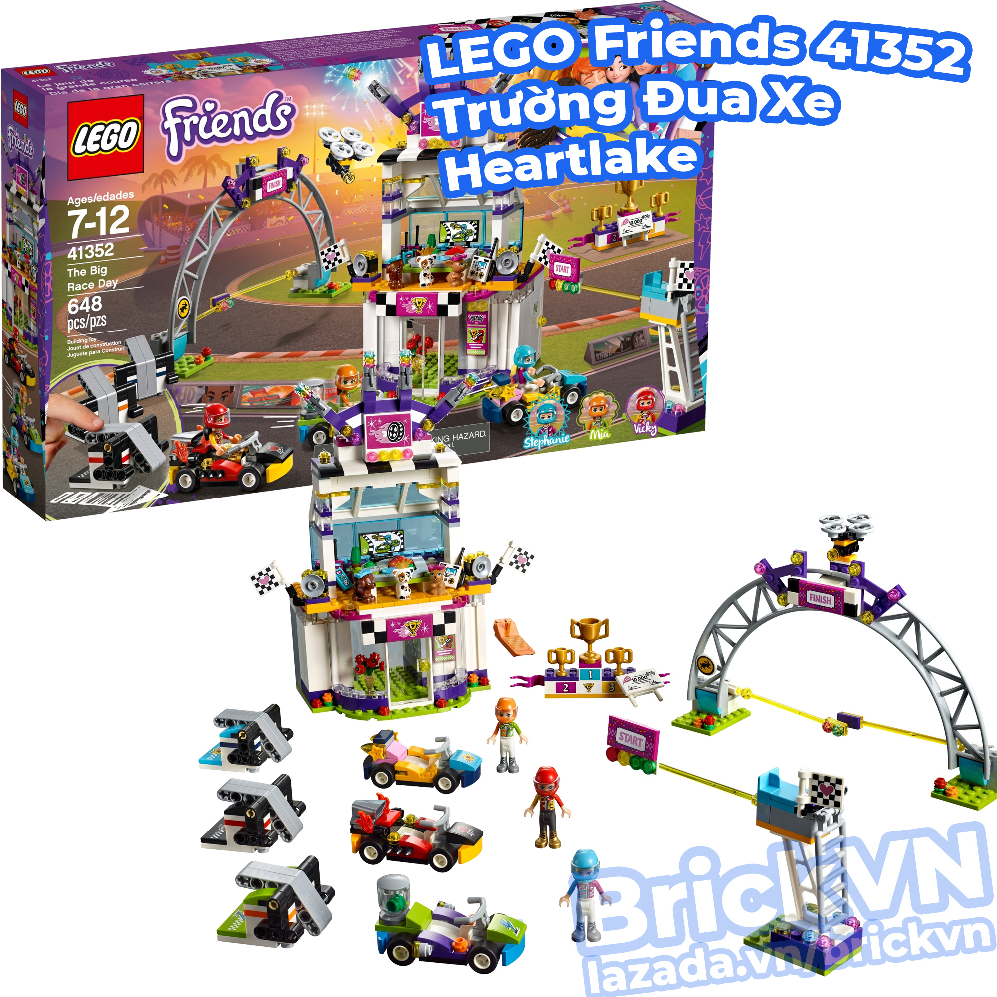 Lego friends the big race day 41352 building kit, mini go karts and toy cars for girls, best gift for kids , new sealed, genuine lego