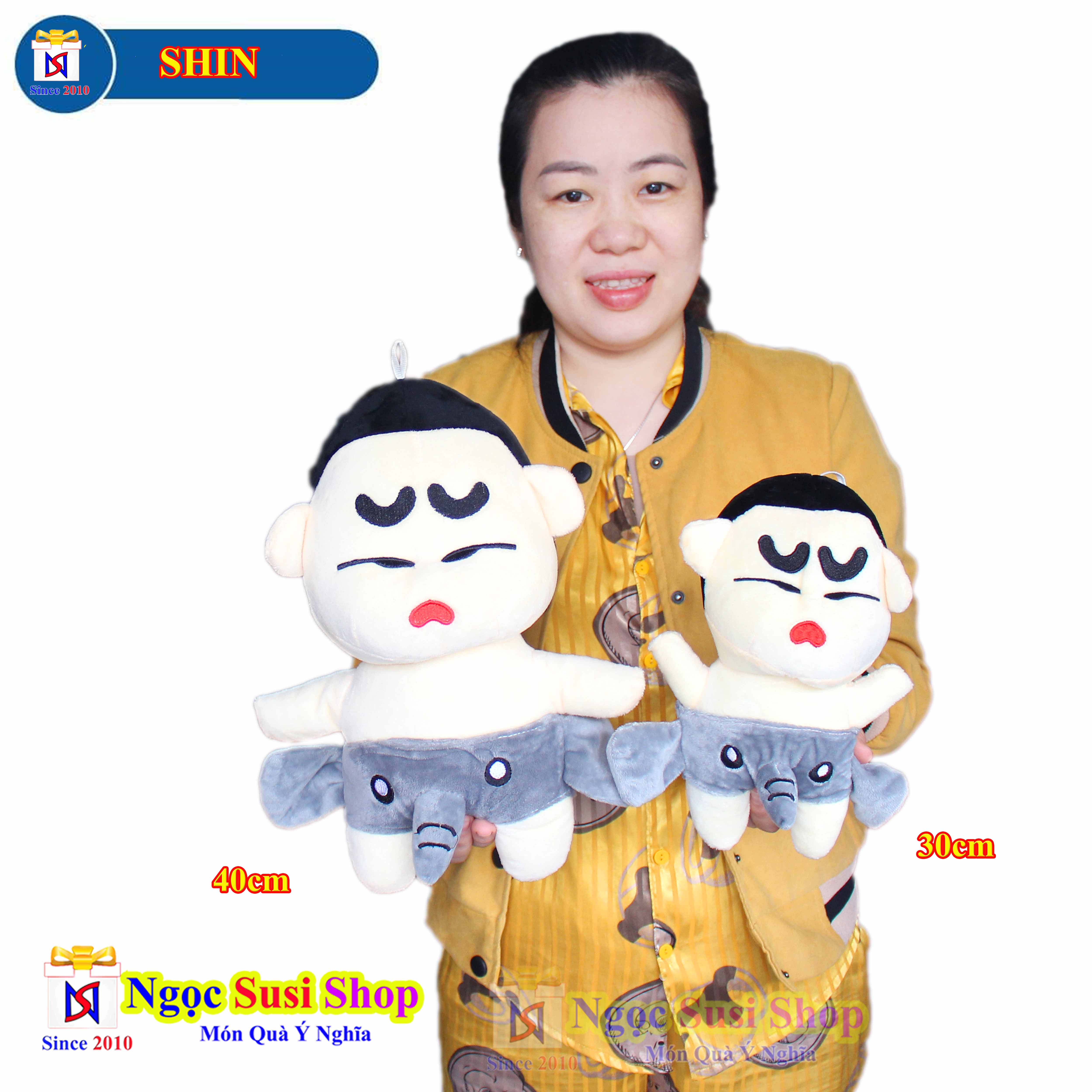 Gấu bông shin cusin cậu bé bút chì mặc quần voi - size nhỏ 35cm