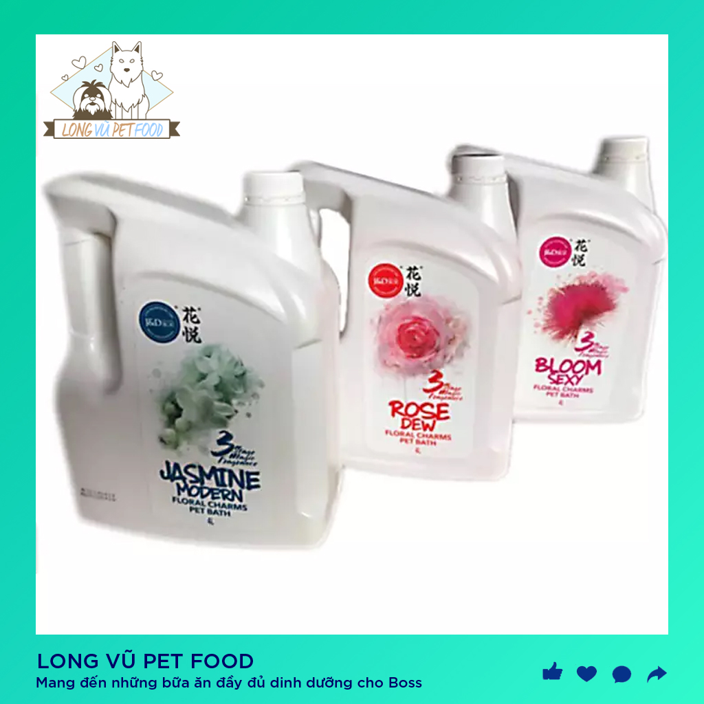 Sữa tắm cho chó nước hoa Joyce & Dolls can 4L (mẫu mới) Rose Hương hoa hồng ngào ngạt - Long Vũ Pet Food