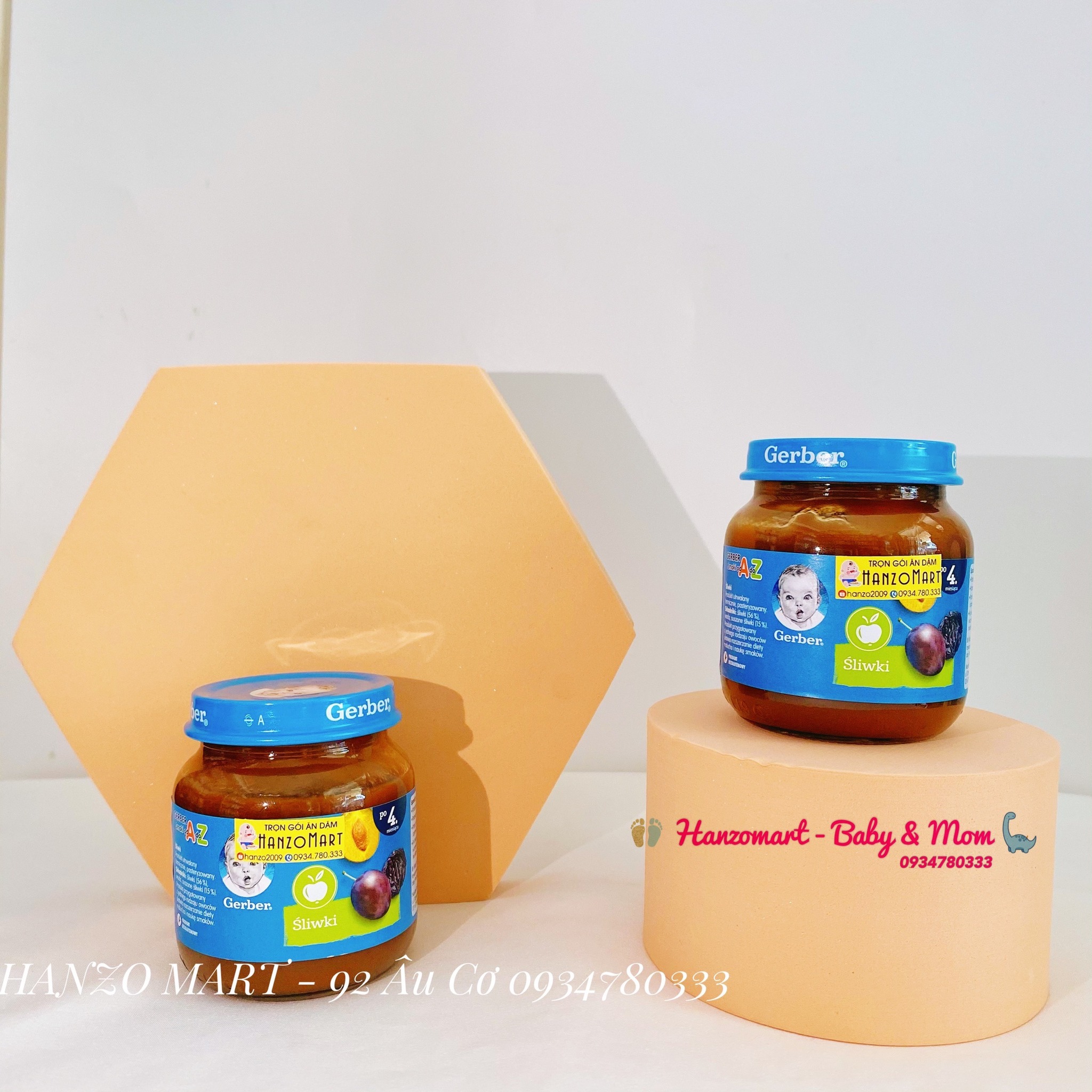 Mận đen nghiền gerber nga trị táo bón cho bé