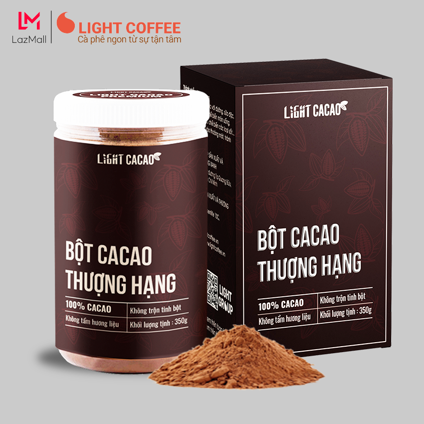 Bột cacao Thượng hạng cao cấp , nguyên chất không đường Light Cacao - Hũ 350g Cocoa Premium