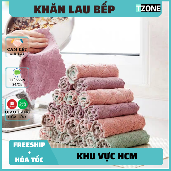 Khăn lau nhà bếp đa năng 2 mặt siêu thấm hút size 15x25cm