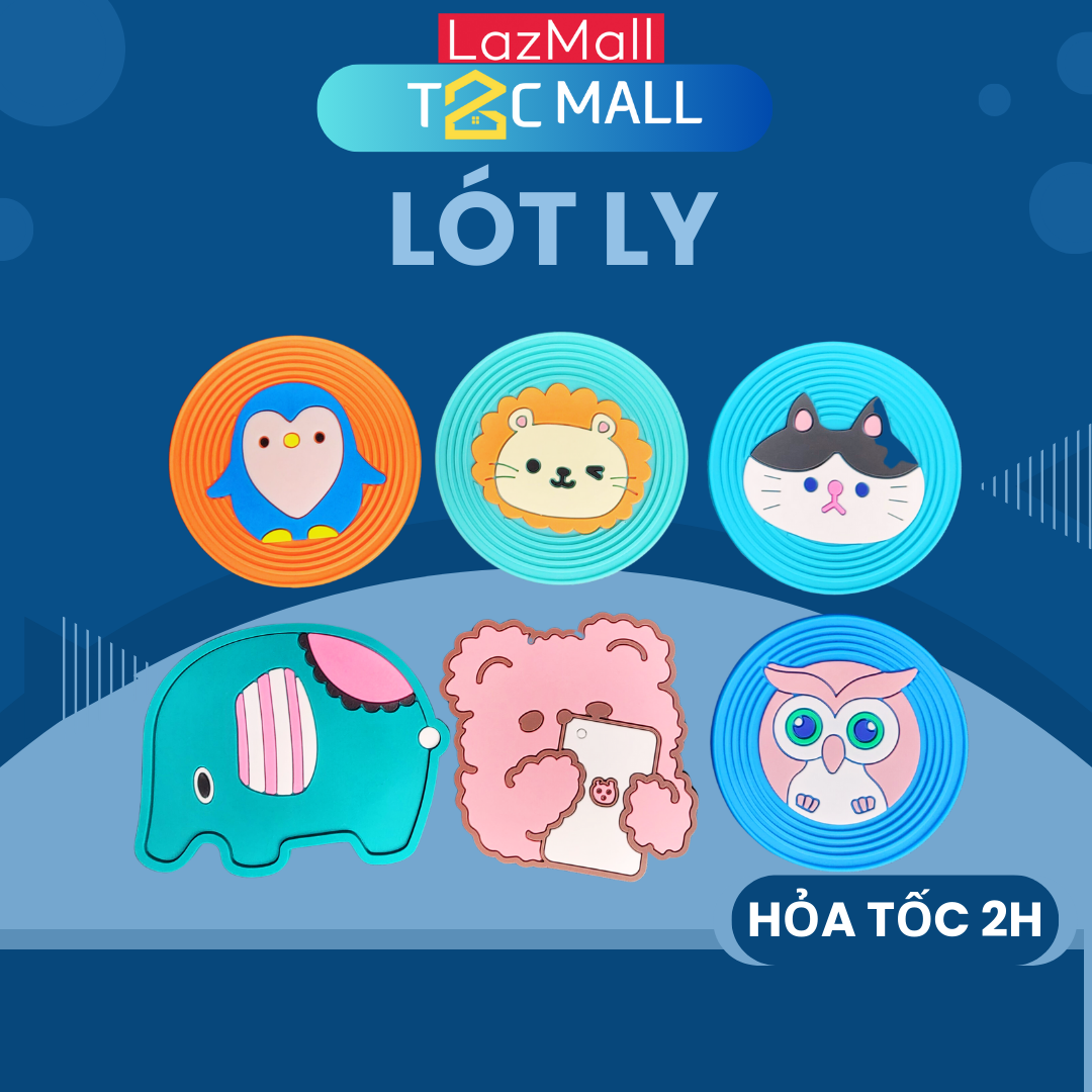 Lót ly Silicon Chịu Nhiệt Chống Trượt Cute hình thú ngộ nghĩnh đáng yêu - T2CMALL