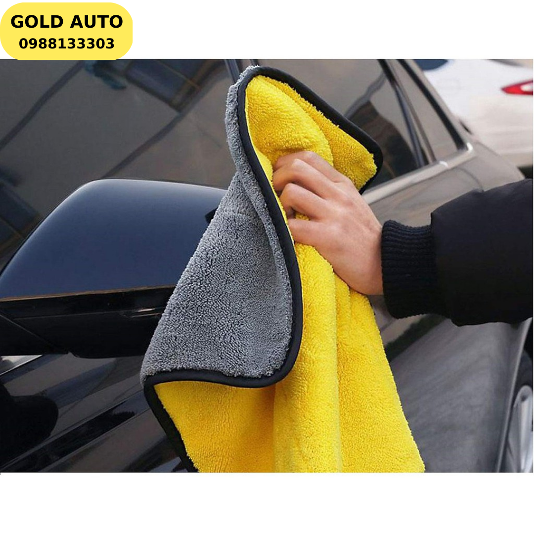 Loại xịn khăn lau xe ô tô, xe hơi 2 mặt cao cấp sợi microfiber siêu mềm, siêu thấm hút kt 30x60cm