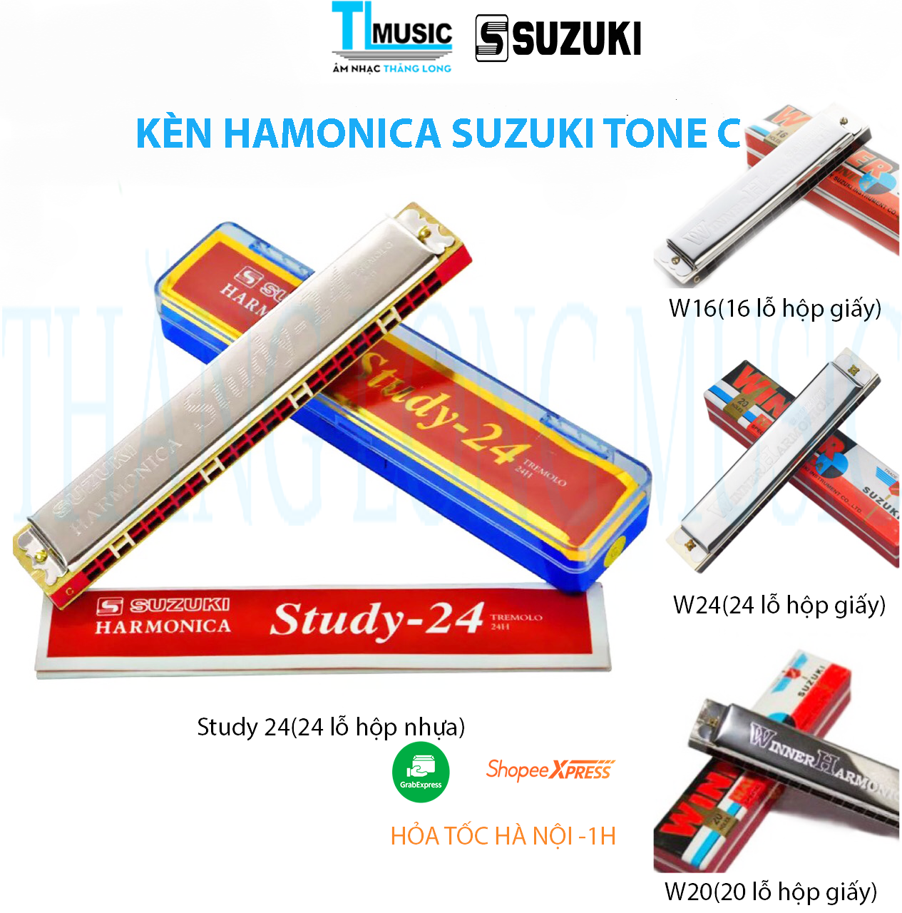 Kèn Harmonica Tremolo Suzuki Winner Key C W16 ( 16 Holes ) &amp; W24 ( 24 Holes ) - Thăng Long Music