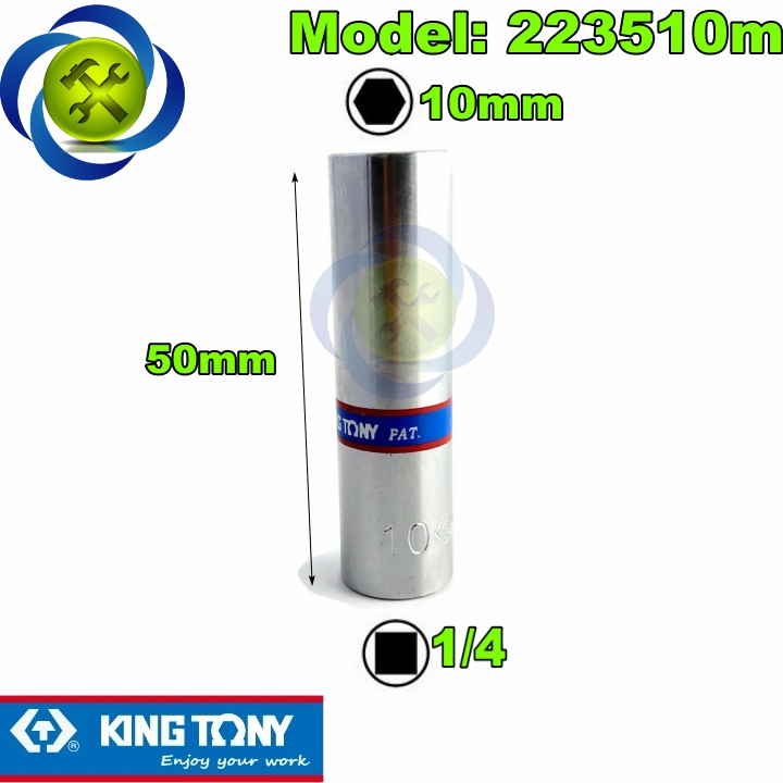 Tuýp 10mm dài 50mm loại 1/4 có 6 cạnh kingtony 223510m