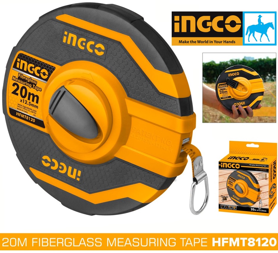 Thước dây làm bằng sợi thủy tinh 30 mét 20 mét ingco hfmt8120