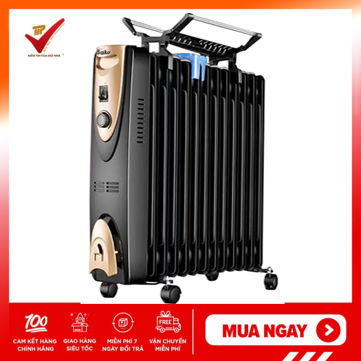 Máy sưởi dầu 13 thanh saiko cdn-ry2000-13at có giàn sấy quần áo
