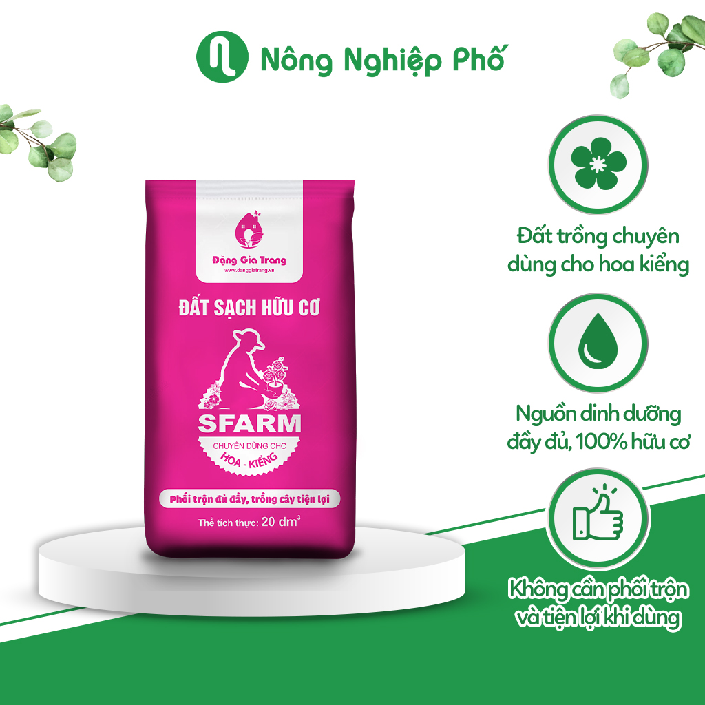 Đất sạch hữu cơ Sfarm chuyên dùng cho hoa kiểng - Bao 20 dm3 (10kg) - Nông Nghiệp Phố