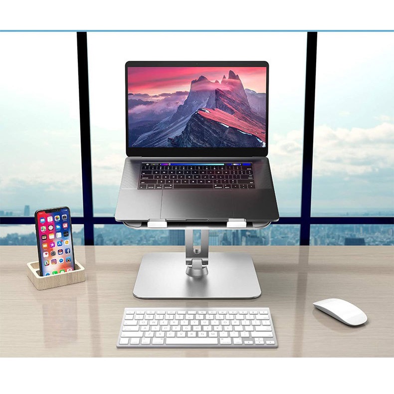 Giá đỡ tản nhiệt Laptop nhôm cao cấp đế xoay 360 độ F119 bằng nhôm có thể điều chỉnh được độ cao.