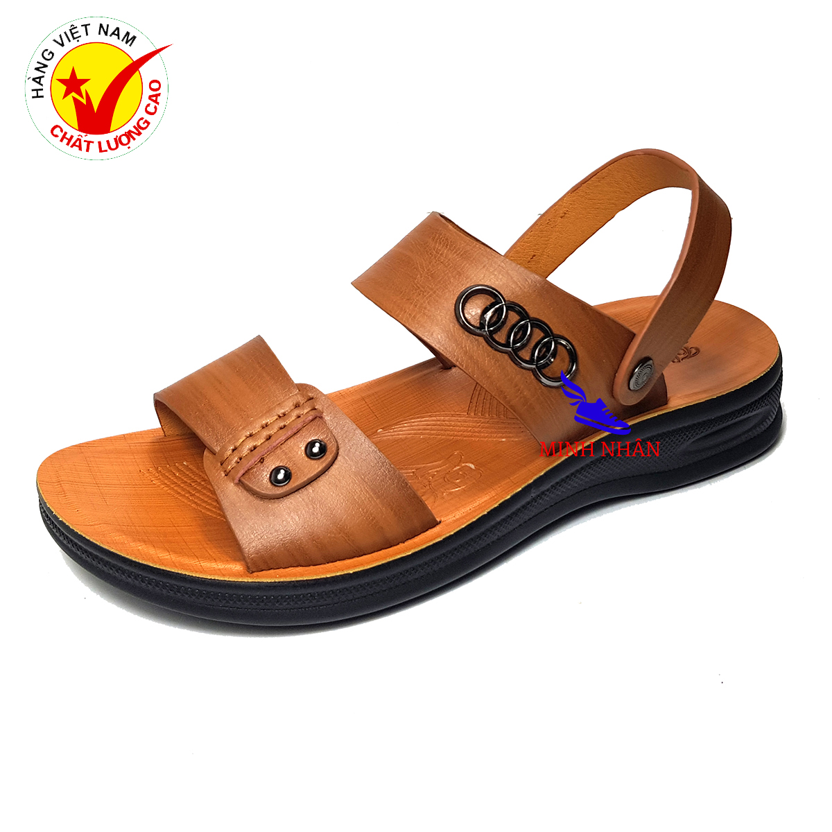 Dép da nam Q-21 dép tăng chiều cao 4cm đế cao su Xăng đan Sandal nam da thật xịn quai ngang quai hậu cao cấp xuất khẩu thời trang đẹp giá rẻ Q-21 màu vàng