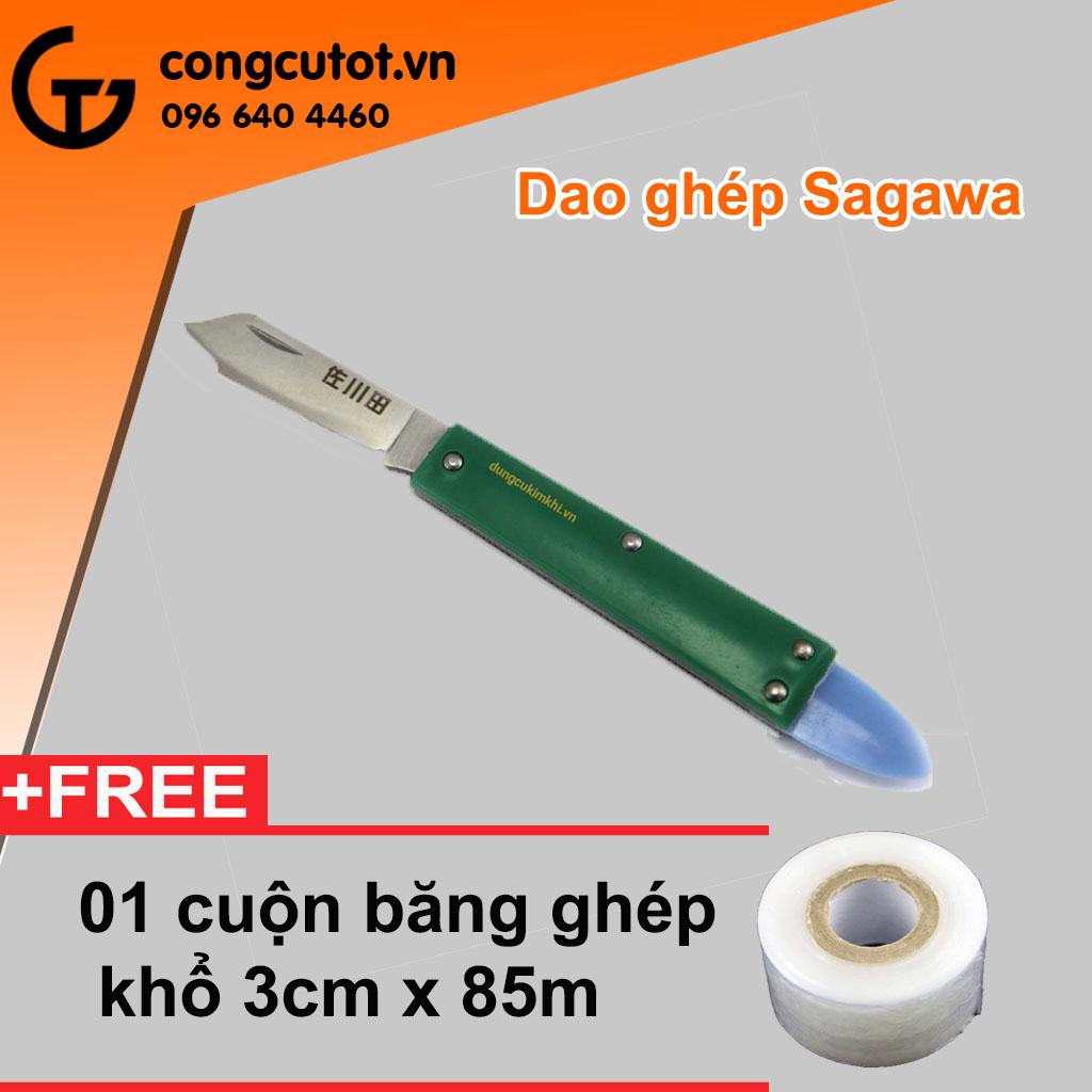 Dụng cụ ghép cây lưỡi thép Nhật cán nhựa xanh TẶNG 01 cuộn băng ghép cây