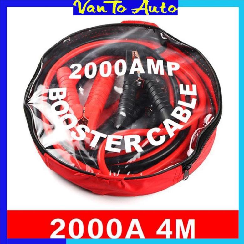 Dây câu bình acquy ô tô - dây câu bình ắc quy ô tô 2000amp, dài 4m, bọc nhựa đầu kẹp cách điện