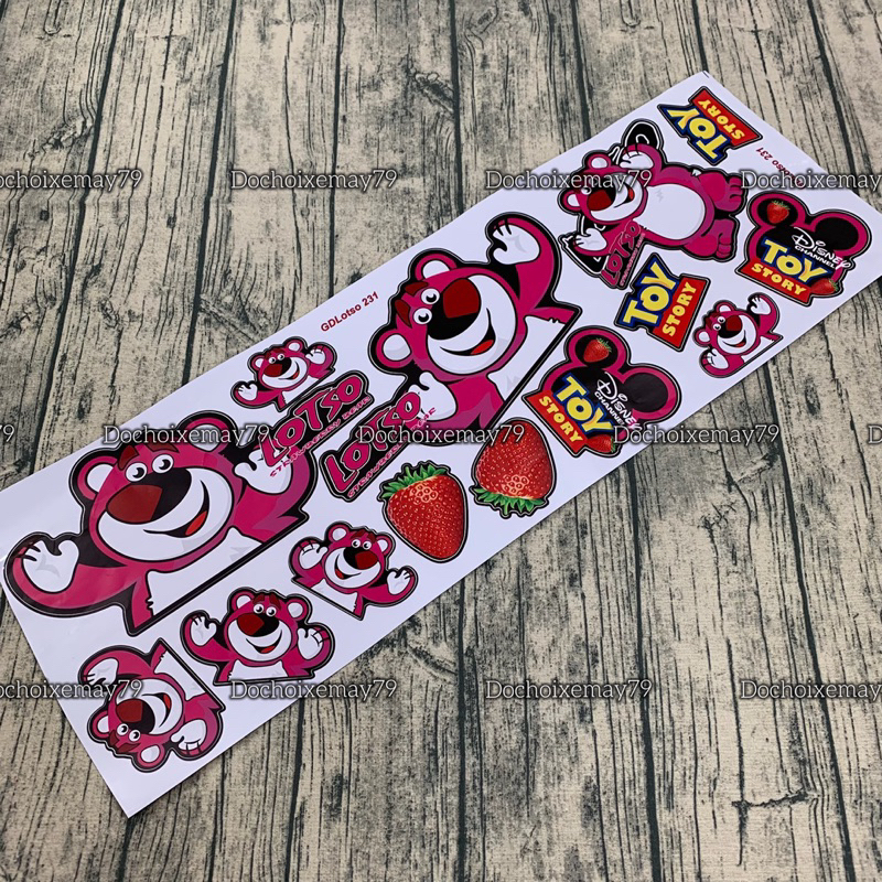Sticker Gấu Dâu| Decal 3 lớp chống nước, chống xước, dễ dán