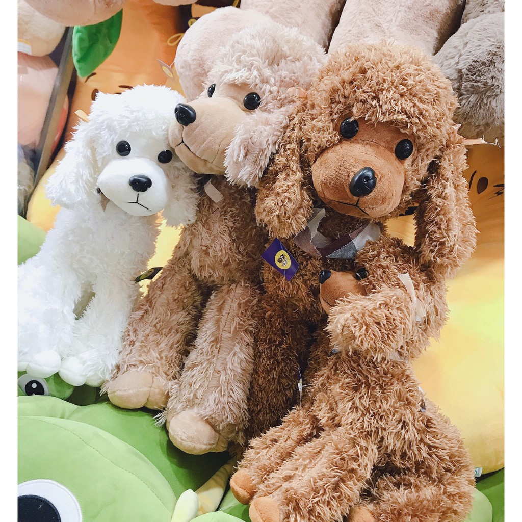 Gấu bông chó poodle lông xù 3 màu dễ thương nâu kem trắng kích thước 40-50-60cm
