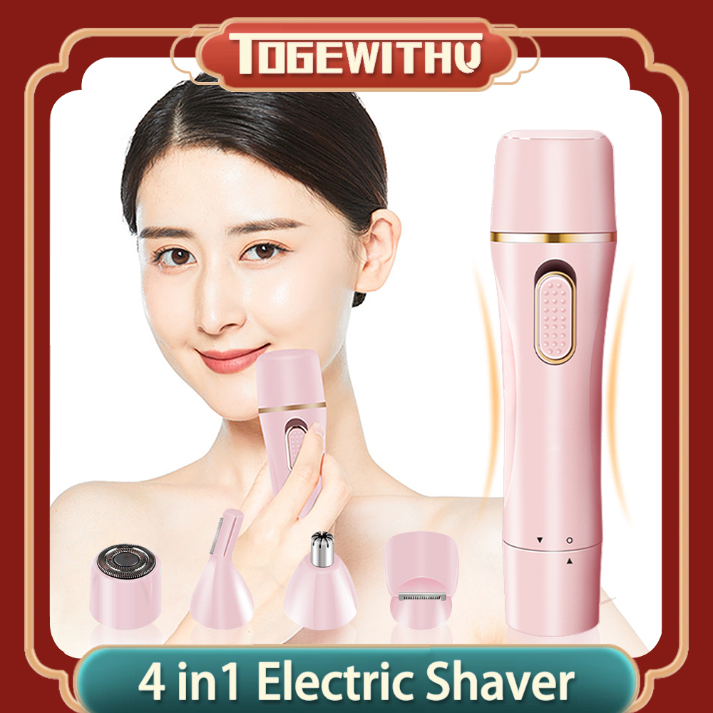 (4 trong 1) Máy tẩy lông mặt, lông mũi, lông mày, lông toàn thân, chống thấm nước và có thể sạc lại sử dụng