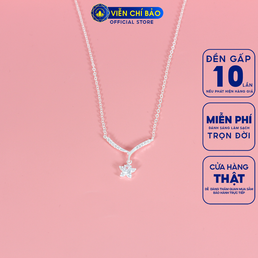 Dây chuyền bạc nữ ngôi sao đính đá chất liệu bạc 925 thời trang phụ kiện trang sức Viễn Chí Bảo D400806