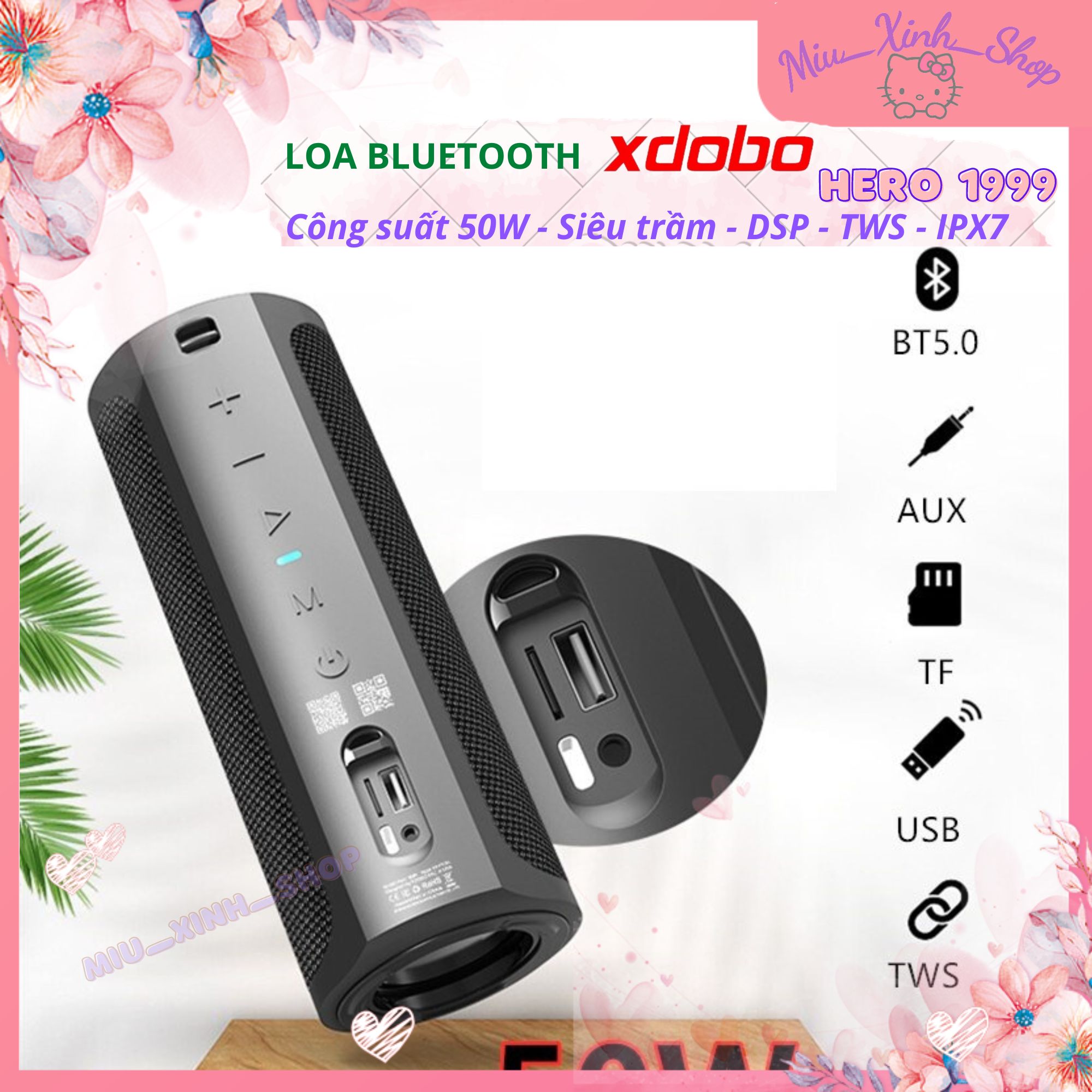 💞Chính hãng💞 Loa Bluetooth Xdobo Hero 1999 Công suất 50W Siêu Trầm Hay hơn Tronsmart T6 Pro plus T7 Sounarc R2 R1 P4 - DSP - TWS - chống nước IPX7 hơn Xdobo X8 cho Android IOS...