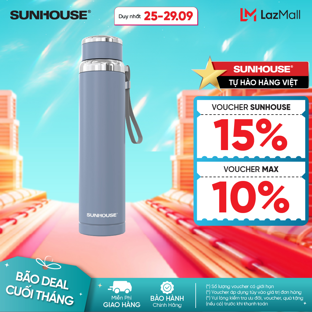 Bình giữ nhiệt Flexi Sunhouse KS-TU920FW-FN - Dung tích 920ml - Thân inox 304 chịu nhiệt chống xước,
