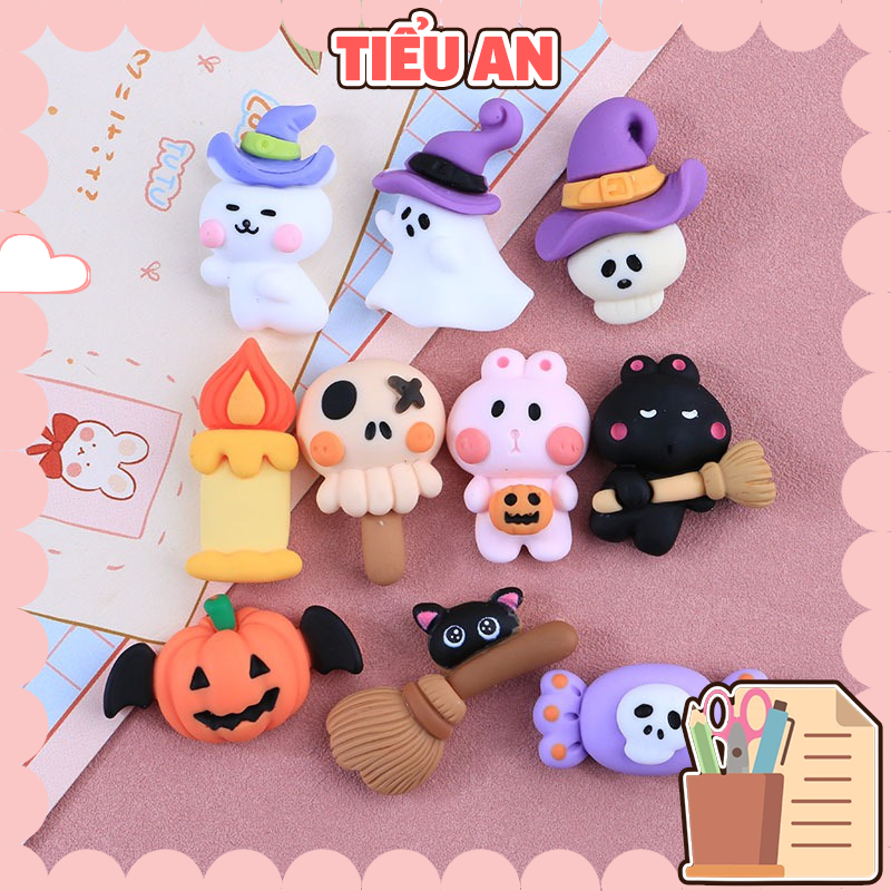 Charm C608 slime Dụng Cụ Charm Trang Trí Ko Keo & Nút Hoạ Tiết Halloween