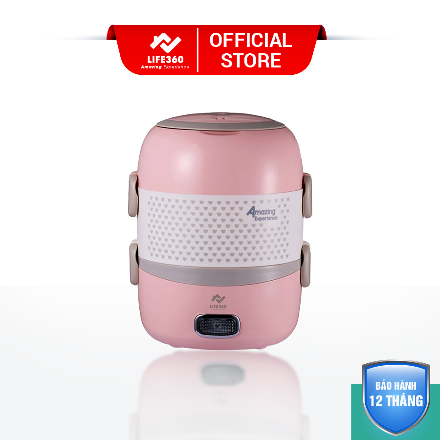 Hộp Cơm Cắm Điện, Hộp Cơm Hâm Nóng 2 Tầng Ariranglife  EL-ALS263 (Hồng), Hộp Cơm Hâm Nóng Cắm Điện Văn Phòng, Bảo Hành 1 Năm- Hàng Chính Hãng