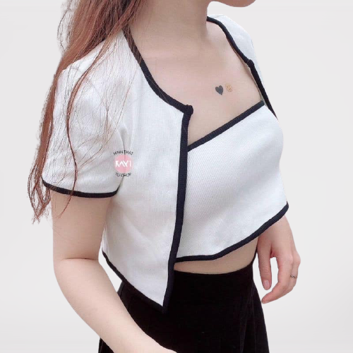 Set áo cardigan tăm phối viền ullzzang kèm áo quây siêu hot Shynstores