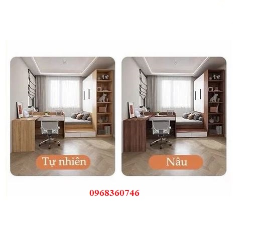 Tủ quần áo liền giường thông minh và bàn học tiện lợi