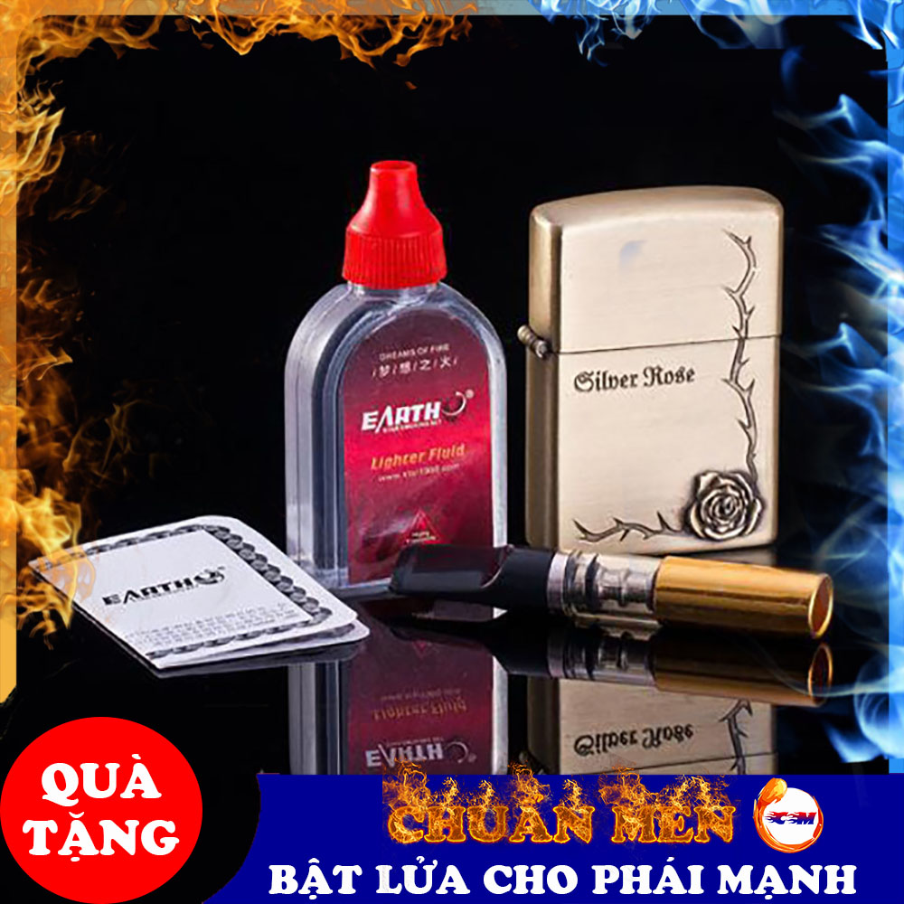 Bật lửa xăng đá Chuẩn Men zippo độc lạ chất liệu kim loại sang trọng + Tặng kèm chai xăng thơm - GD0078