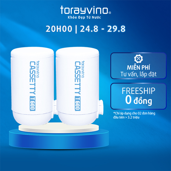 Combo 2 Bộ lọc thay thế MKC.TJ Torayvino khuyên dùng cho việc nấu ăn, công suất lọc 600 lít, lọc được 7/13 tạp chất độc hại