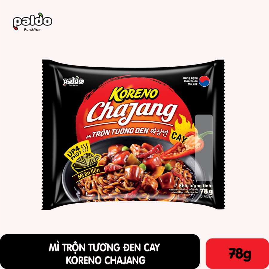 Mì trộn tương đen mẫu mới mì ăn liền koreno chajang vị cay hàn quốc 1 gói 78g