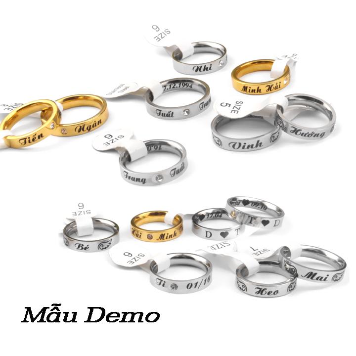 NHẪN INOX CẶP ĐÔI TÌNH NHẪN CHẠM KHẮC TÊN THEO YÊU CẦU ( giá 1 cặp tặng hộp đựng nhẫn xinh xắn)