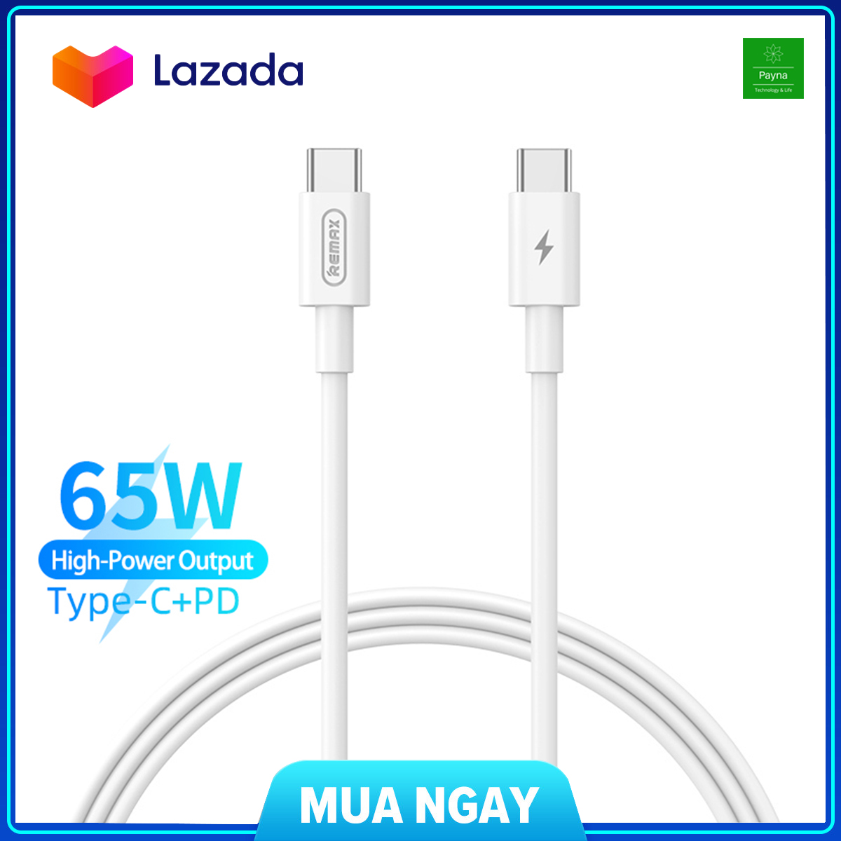 Cáp sạc nhanh 65w remax rc-191 cổng pd type-c to type-c truyền dữ liệu 480mbs dùng cho điện thoại, ipad, tablet, latop