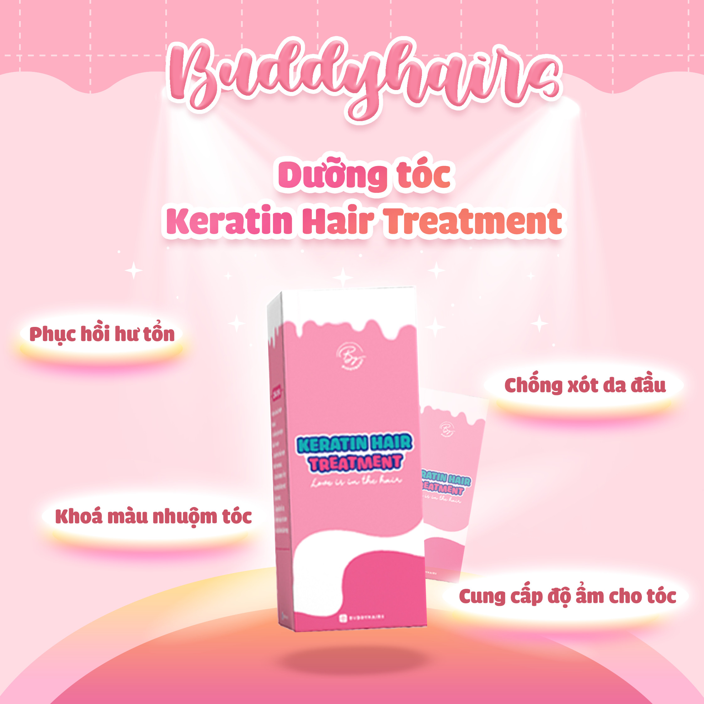 Dưỡng tóc Keratin Hair Treatment - Bền màu nhuộm Không lo hư tổn của BuddyhairsBuddy.hairsBuddyhair TẶNG KÈM găng tay  mũ trùm đầu