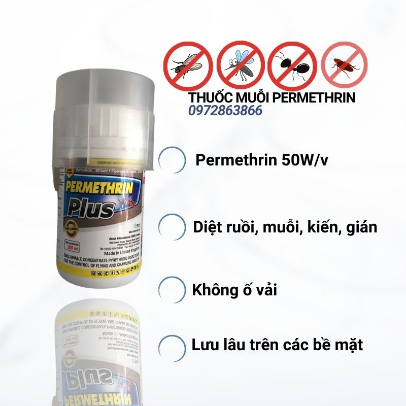 Thuốc diệt muỗi Nhập khẩu Anh Quốc Permethrin Plus-100ml