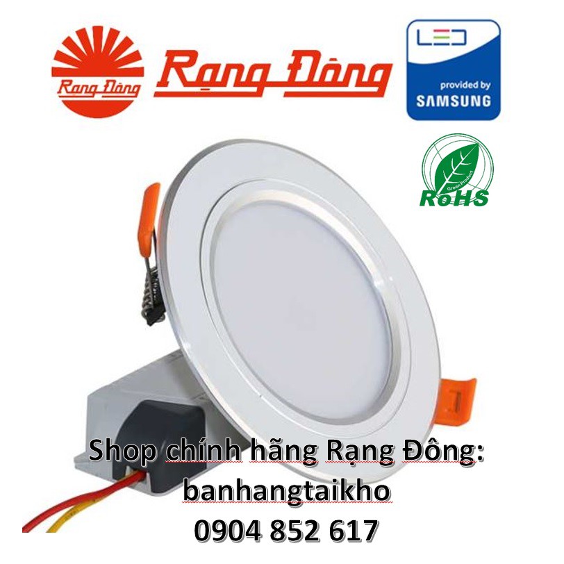 Đèn led âm trần đổi màu viền bạc 9w, khoét lỗ 110mm, chipled samsung