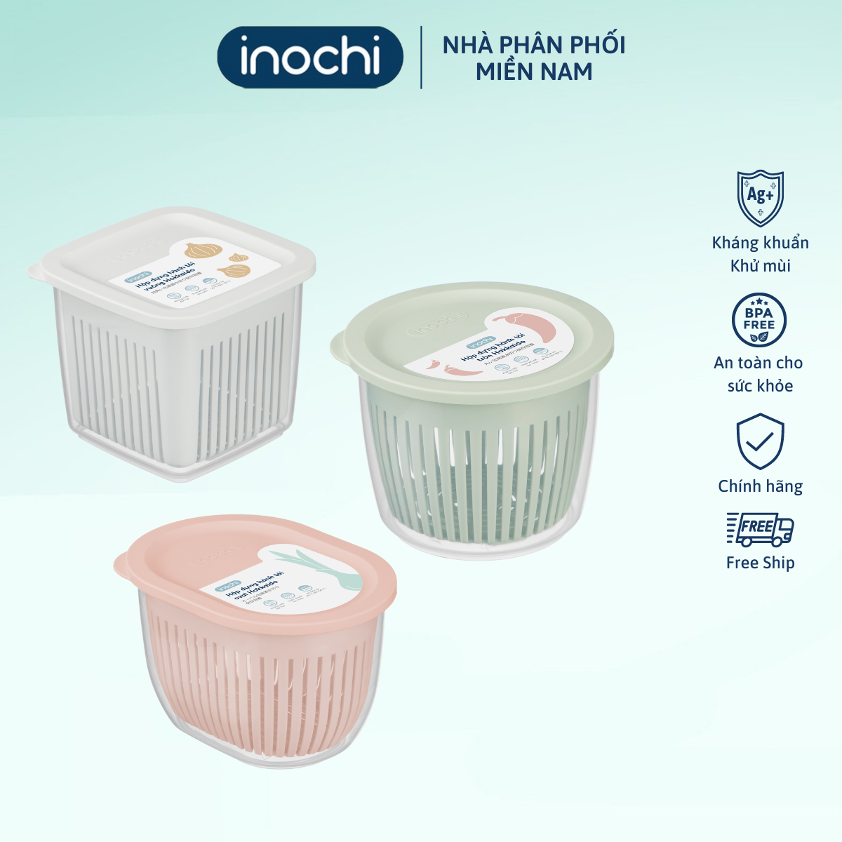 Hộp đựng hành tỏi Hokkaido, hộp đựng hành tỏi 2 lớp, hộp đựng hành tỏi trong tủ lạnh