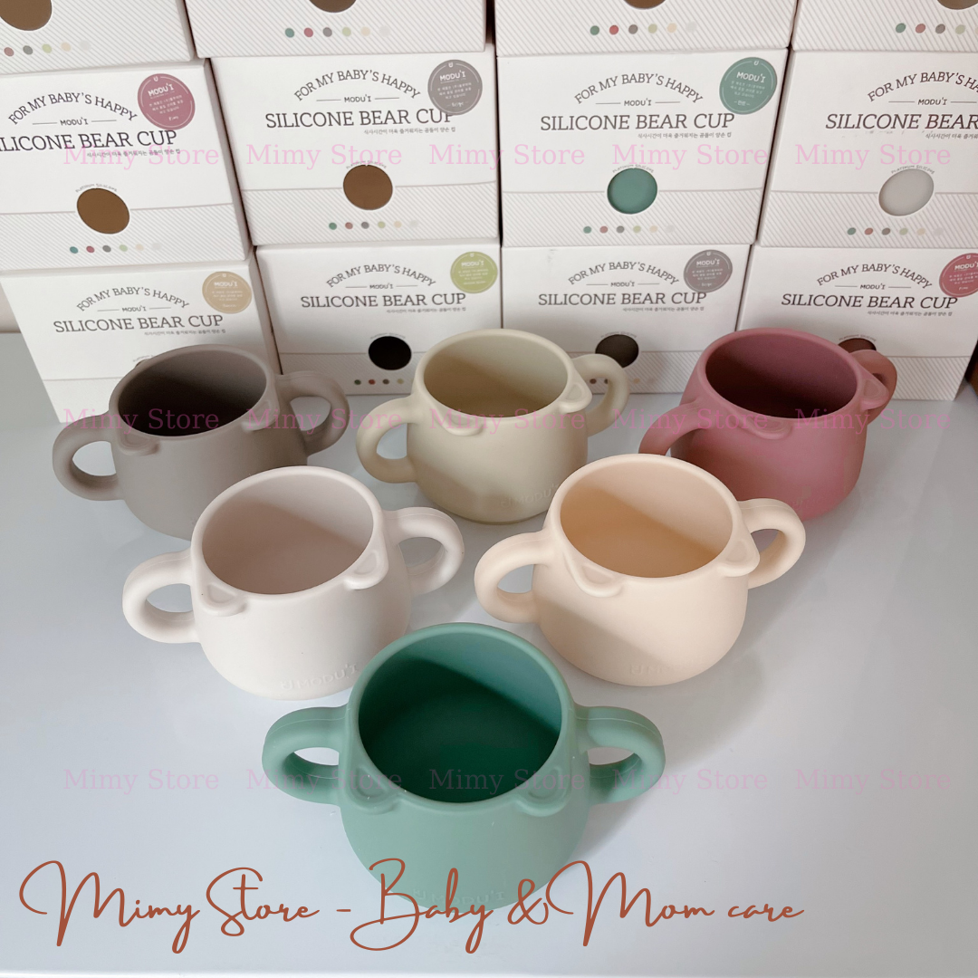 Bluemama cốc gấu silicone có tay cầm