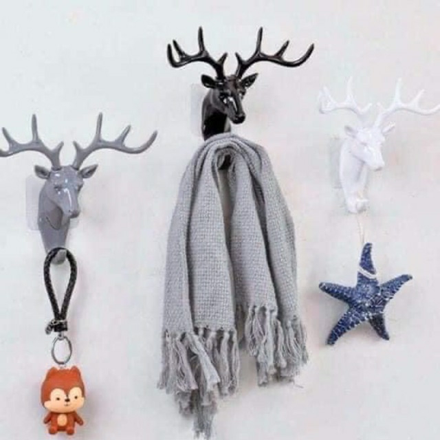 Móc Treo Đầu Hươu Dán Tường Trang Trí, Treo Móc Chìa Khóa, Đồ Dùng Cá Nhân, Theo Phong Cách  Mới Lạ