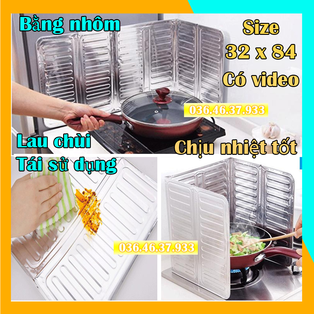 Combo 2 miếng nhôm chắn dầu mỡ bếp ga che gió màu bạc