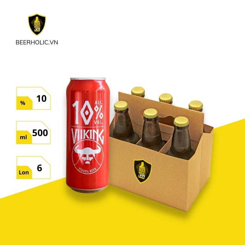 Bia Viiking 10% lốc 6 lon 500ml, Beerholic, Combo bia đức độ cao