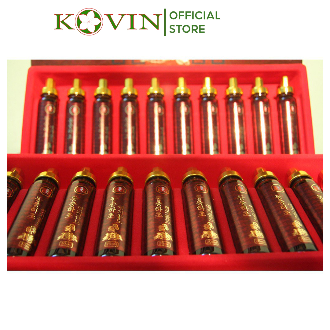 Nước Đông Trùng Hạ Thảo Linh Chi Premium Gold, Tinh chất đông trùng Hạ thảo Hàn Quốc dạng ống - Hộp đỏ 20 ống x 20ml