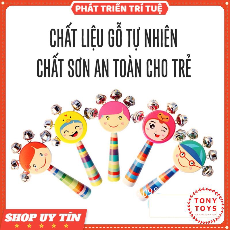 Đồ Chơi Trống Lắc Tay Búp Bê Bằng Gỗ Cho Bé